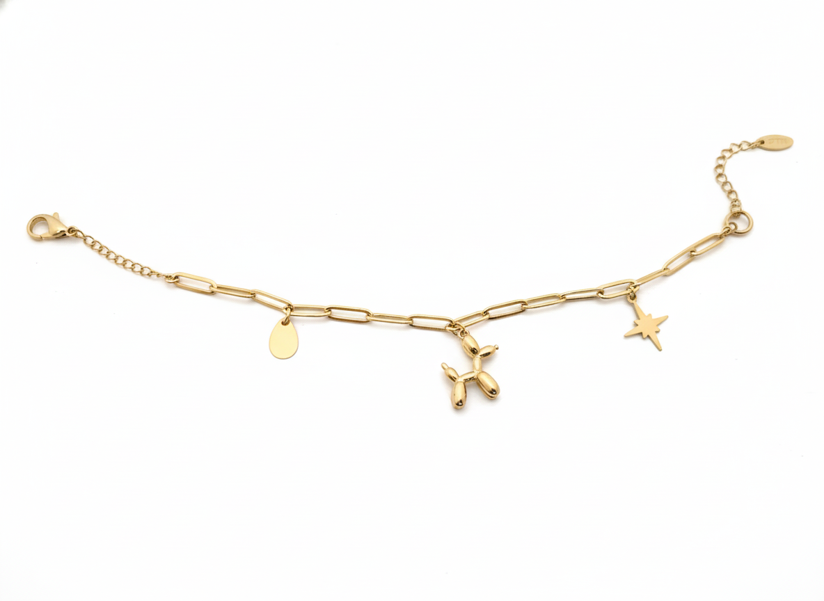 Balloon Dog Charm Chain Bracelet