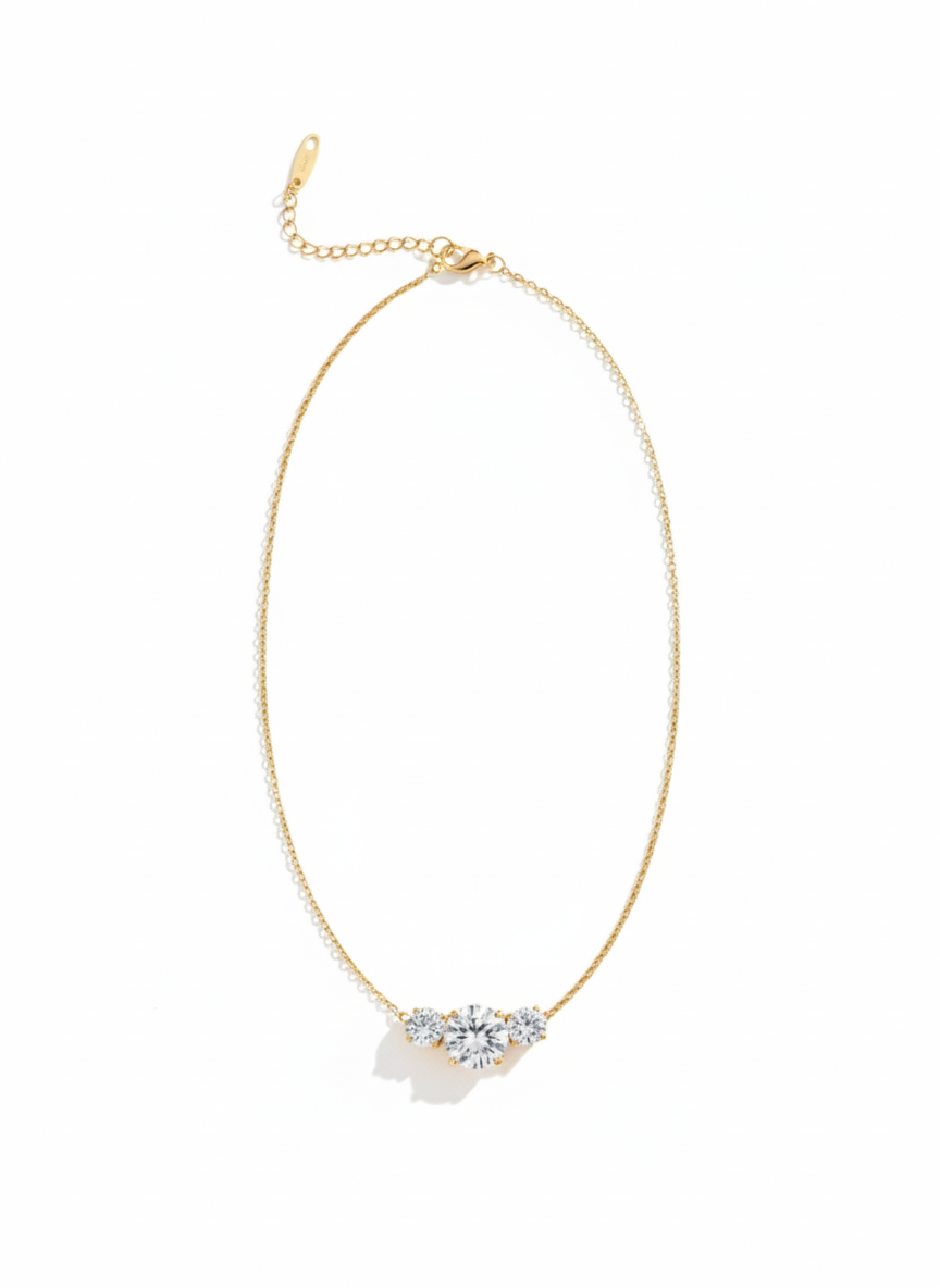 Round CZ Trilogy Necklace