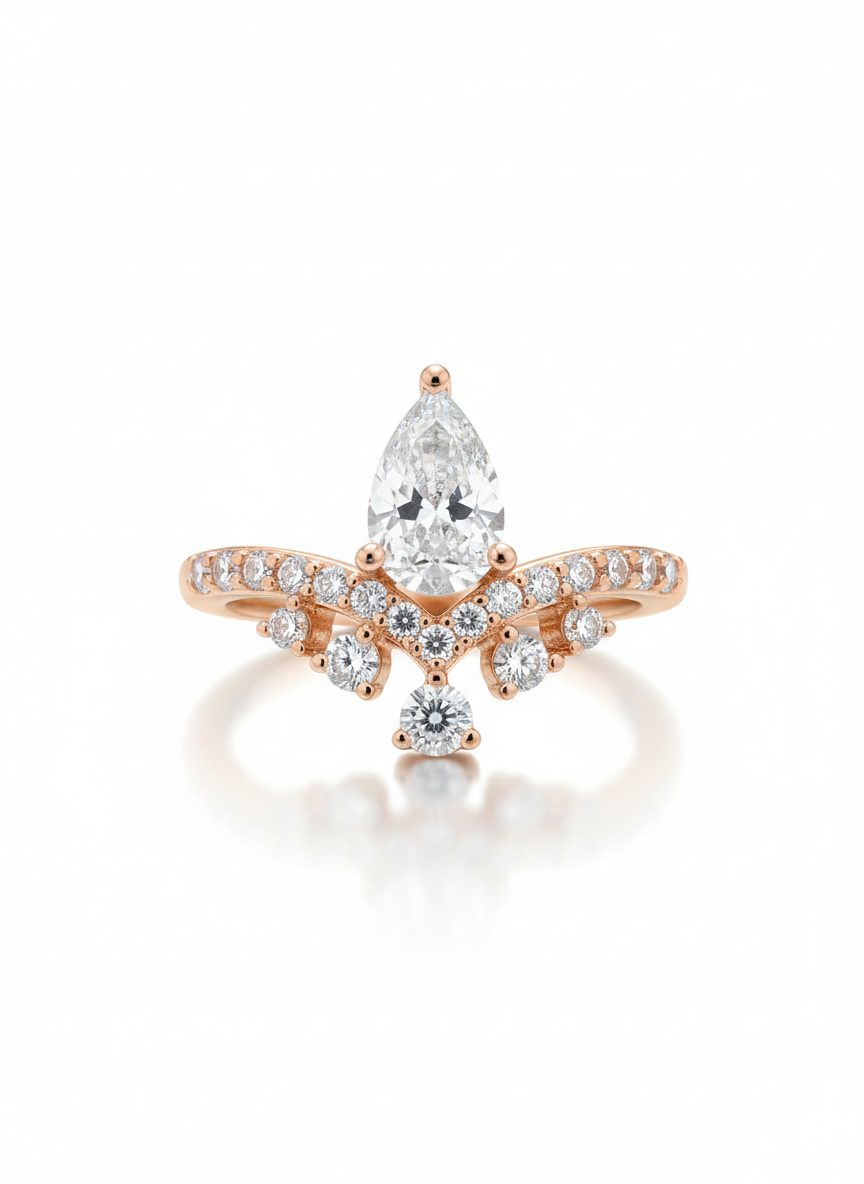 Aurelia Crown Pear Ring