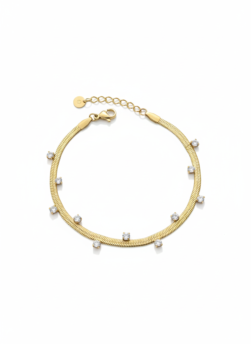 Gold Crystal Accent Chain Bracelet