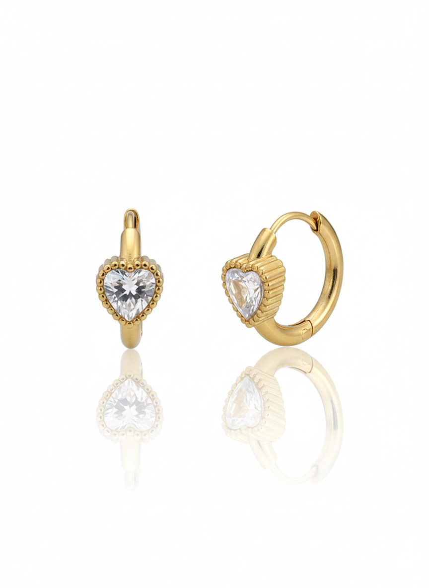 Heart Crystal Hoops