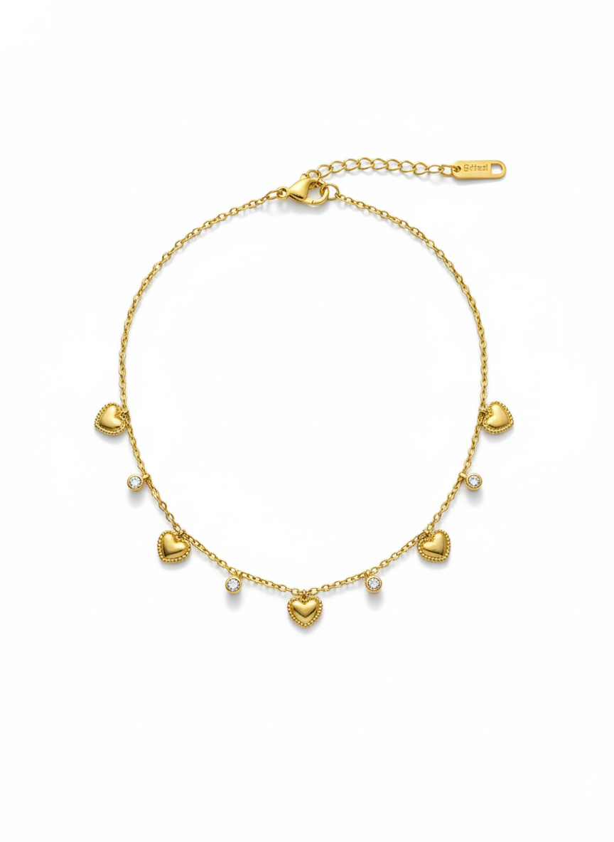 18K Gold Plated Stainless Steel Heart Charm Necklace
