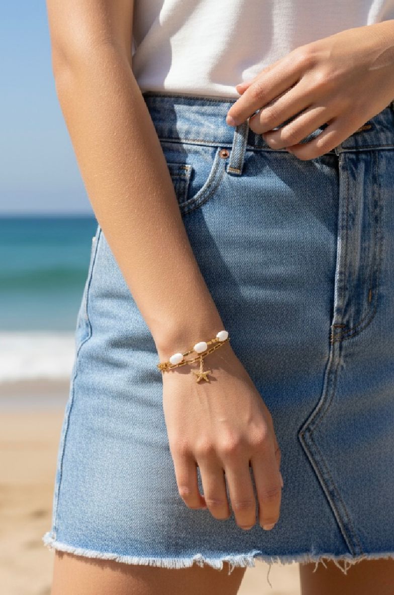 Pearl Starfish Layered Bracelet