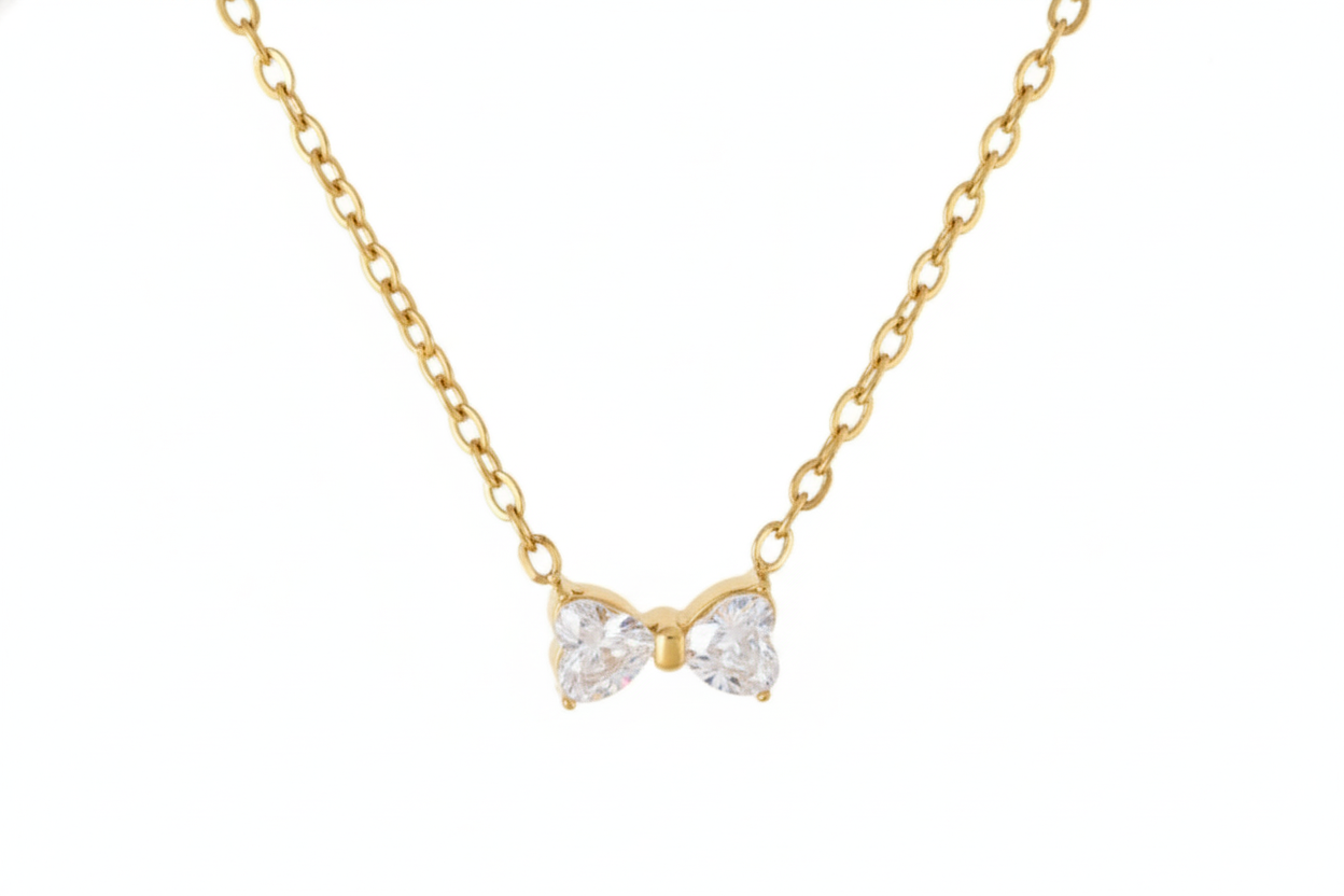 Minimal Bow Necklace – 18KT Gold Finish