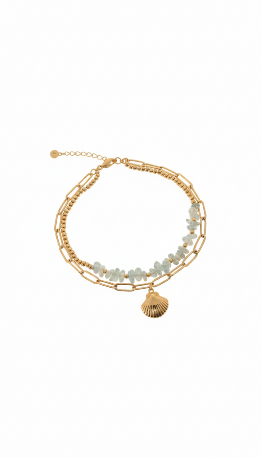 Gold Shell Charm Double Layer Bracelet