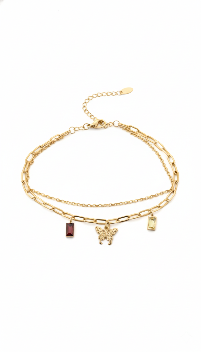 Butterfly Charm Gemstone Bracelet