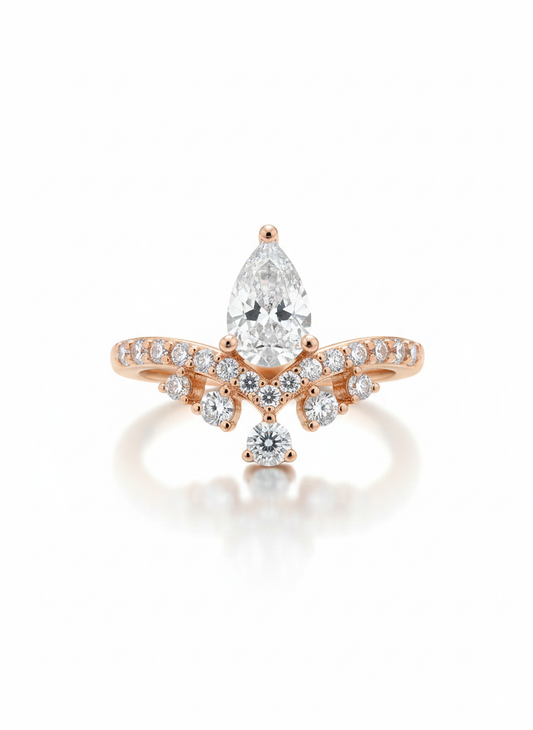 Aurelia Crown Pear Ring