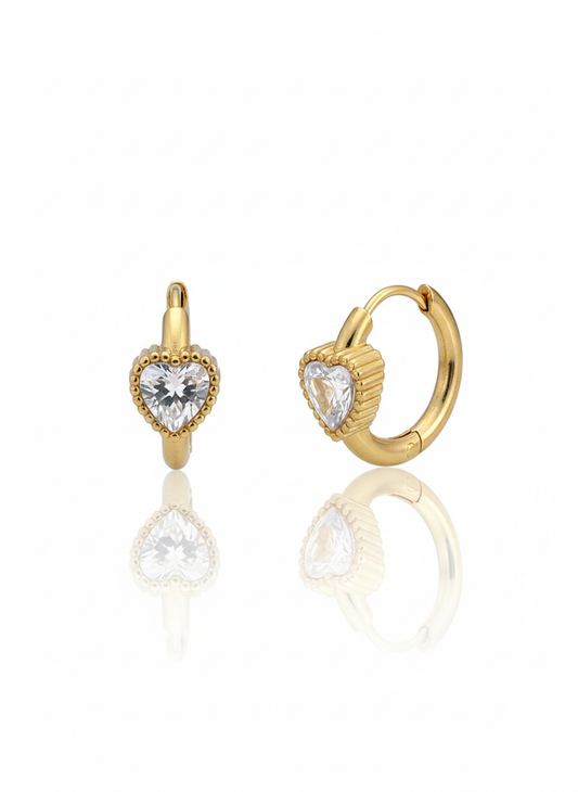 Heart Crystal Hoops