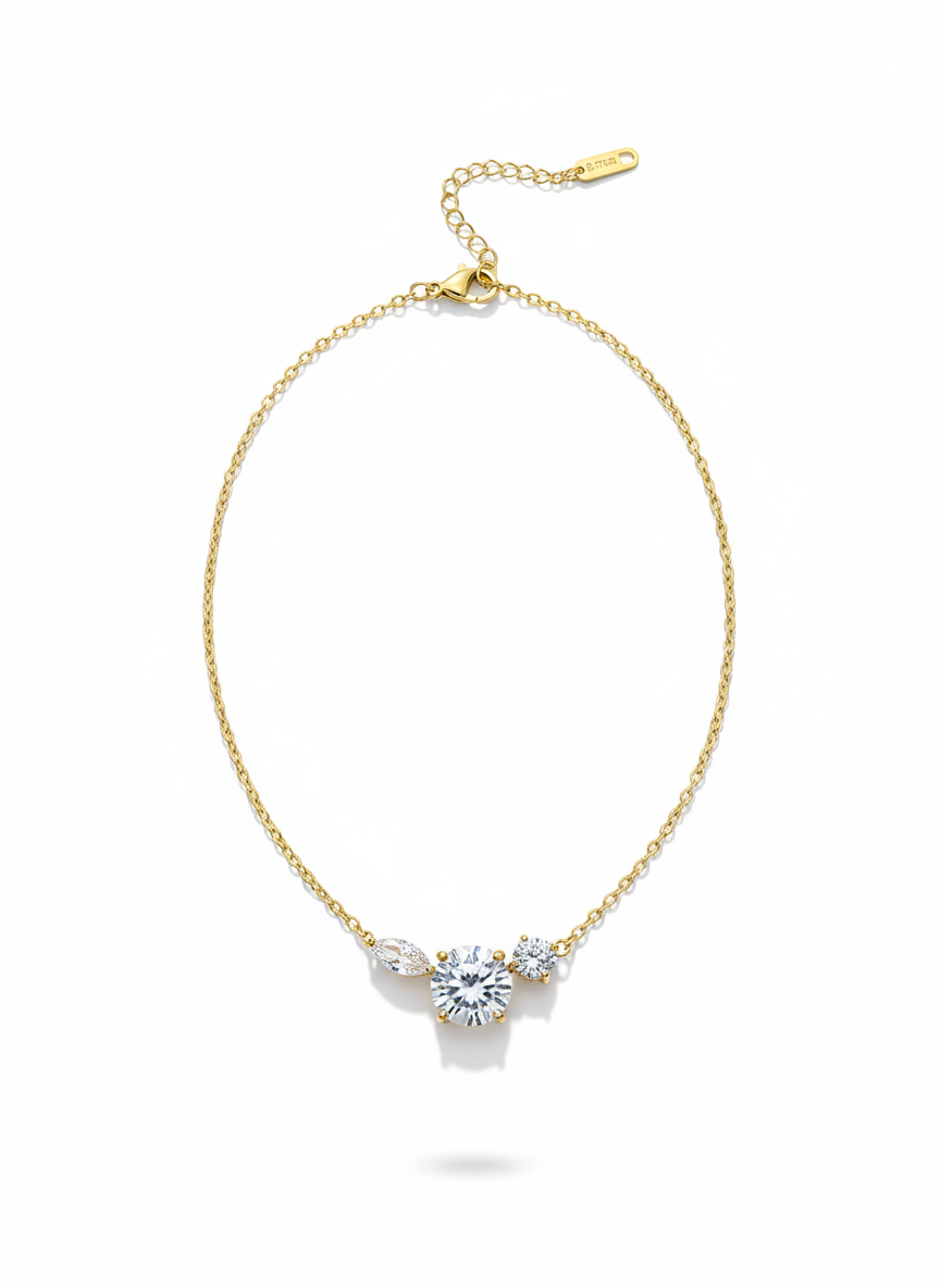 Solitaire Spark Gold Necklace