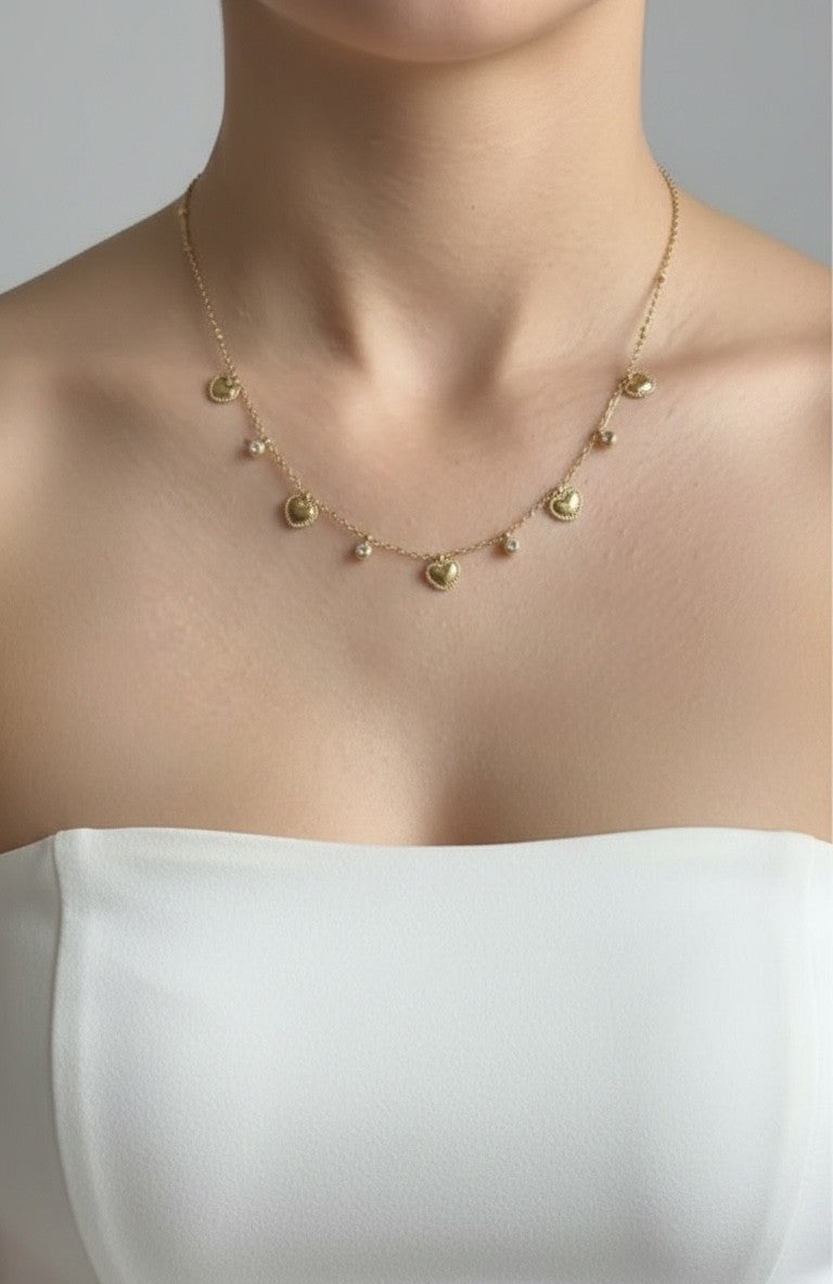 18K Gold Plated Stainless Steel Heart Charm Necklace