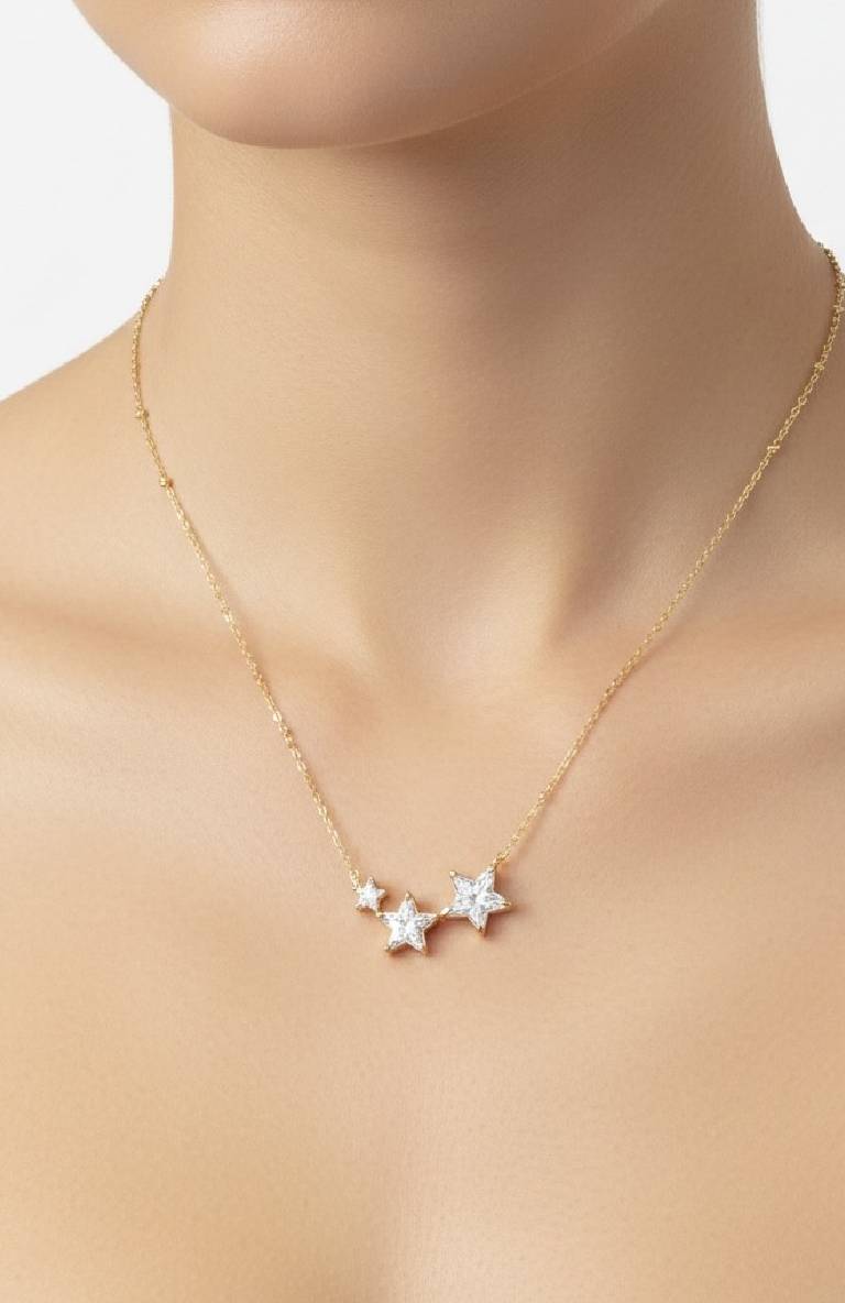 Triple Star CZ Necklace