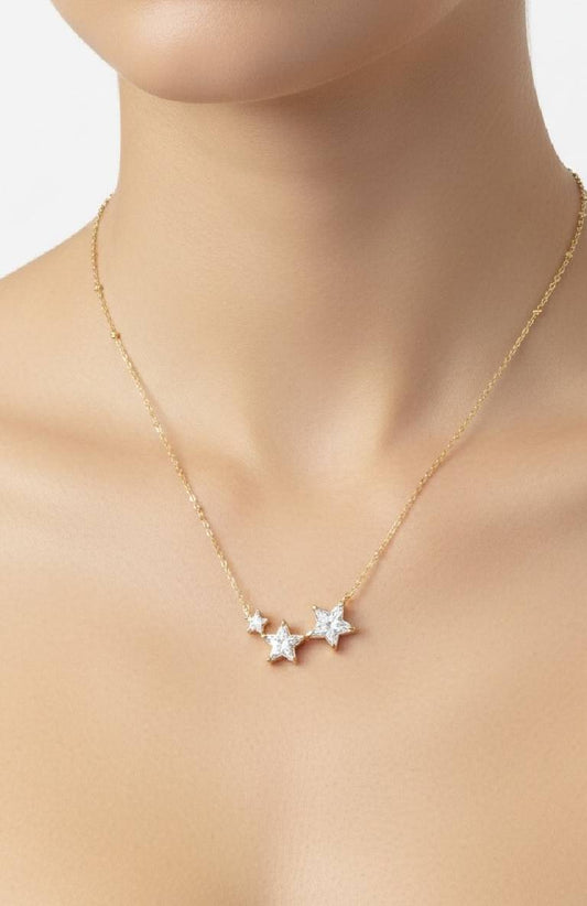 Triple Star CZ Necklace