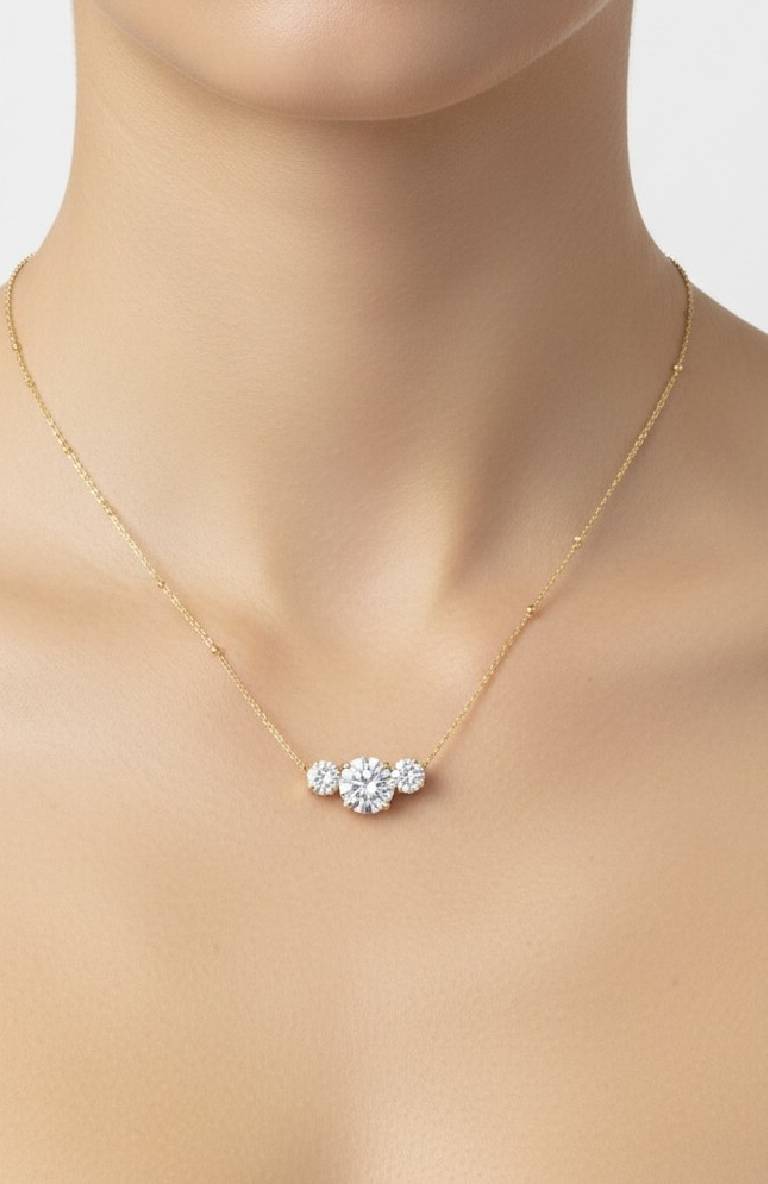 Round CZ Trilogy Necklace
