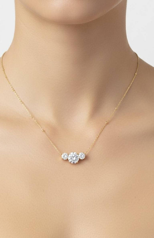 Round CZ Trilogy Necklace