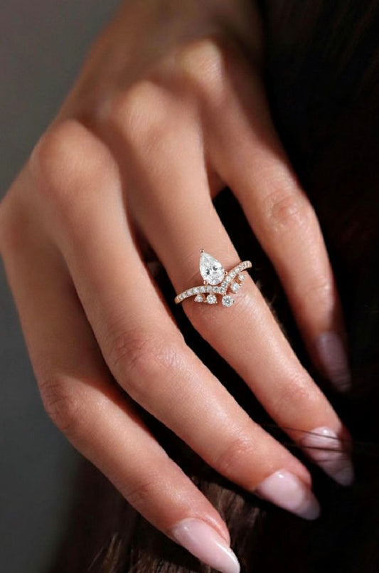 Aurelia Crown Pear Ring