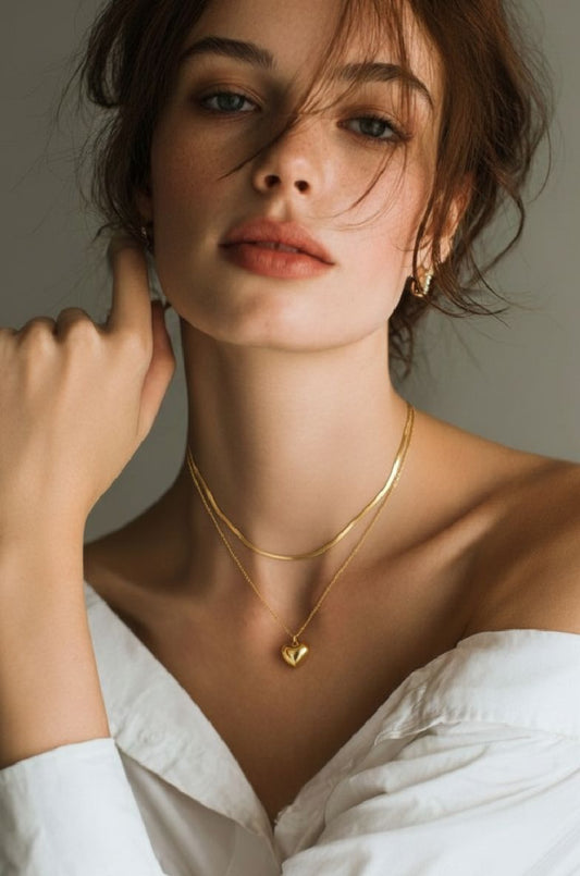 Two Layer Heart Necklace – 18KT Gold Finish