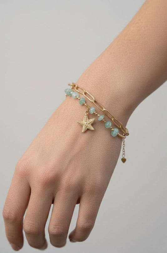 Ocean Breeze Aquamarine Starfish Bracelet