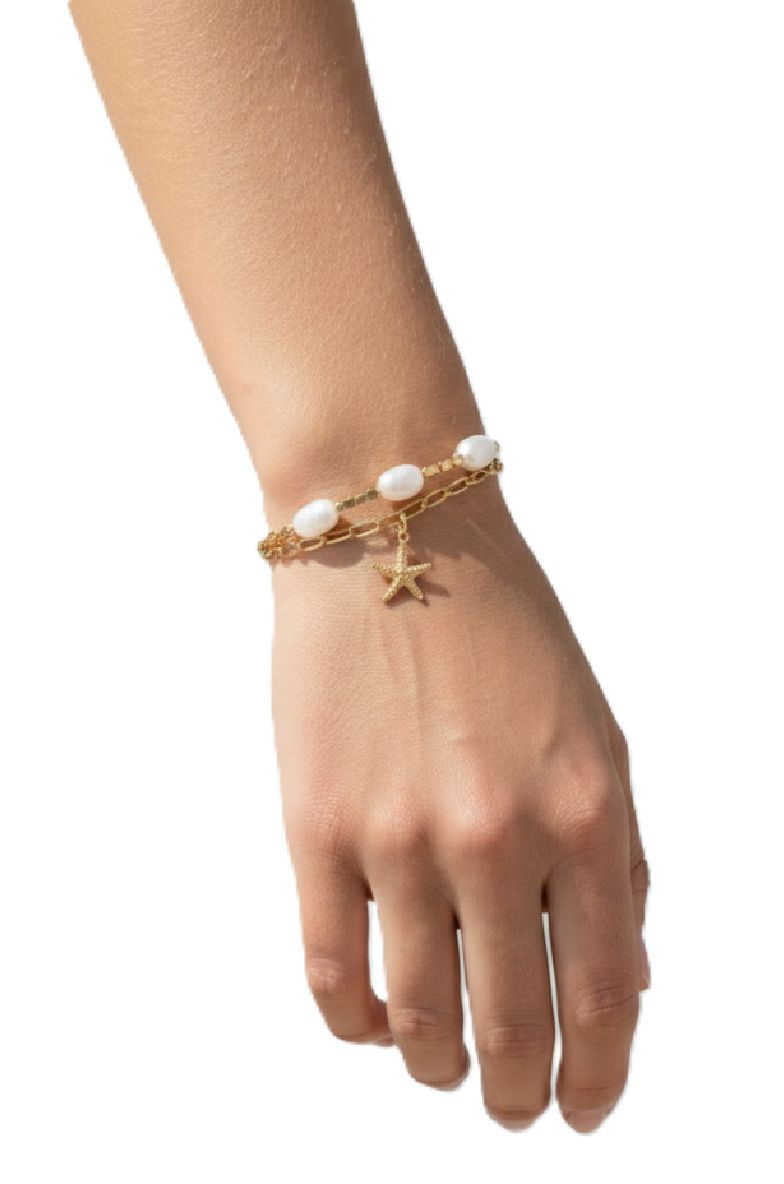 Pearl Starfish Layered Bracelet